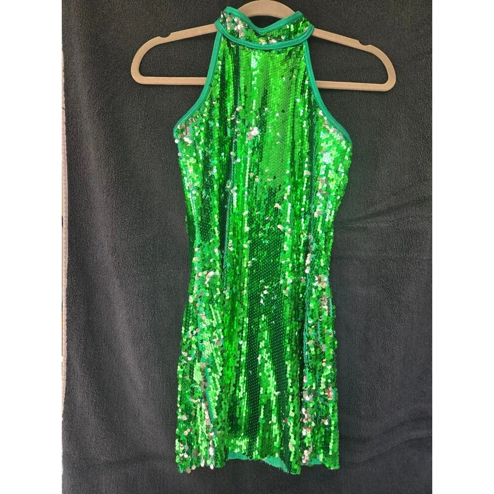 Weissman Dance Costume Sequin Shift Dress Reversible Ultra Sparkle Size L(Child)